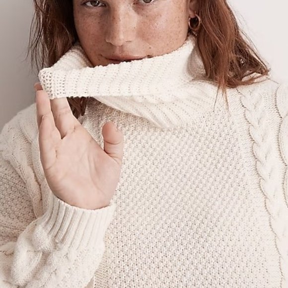Madewell Cable Turtleneck Sweater 2X - Picture 2 of 10